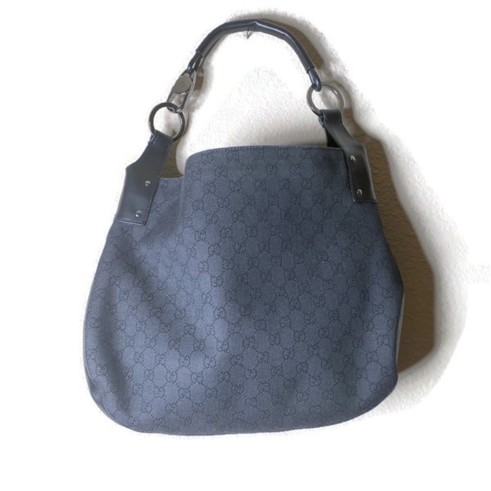 GUCCI Monogram Calfskin Horsebit Classic Ring Hobo Black